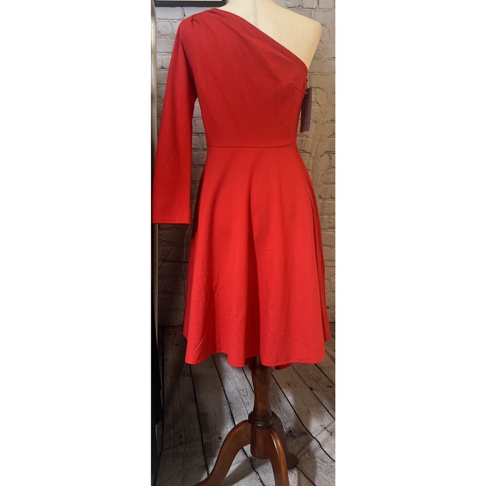 Sarin Mathews Red One Shoulder Dress  Women’s Medium NWT. - Picture 2 of 5